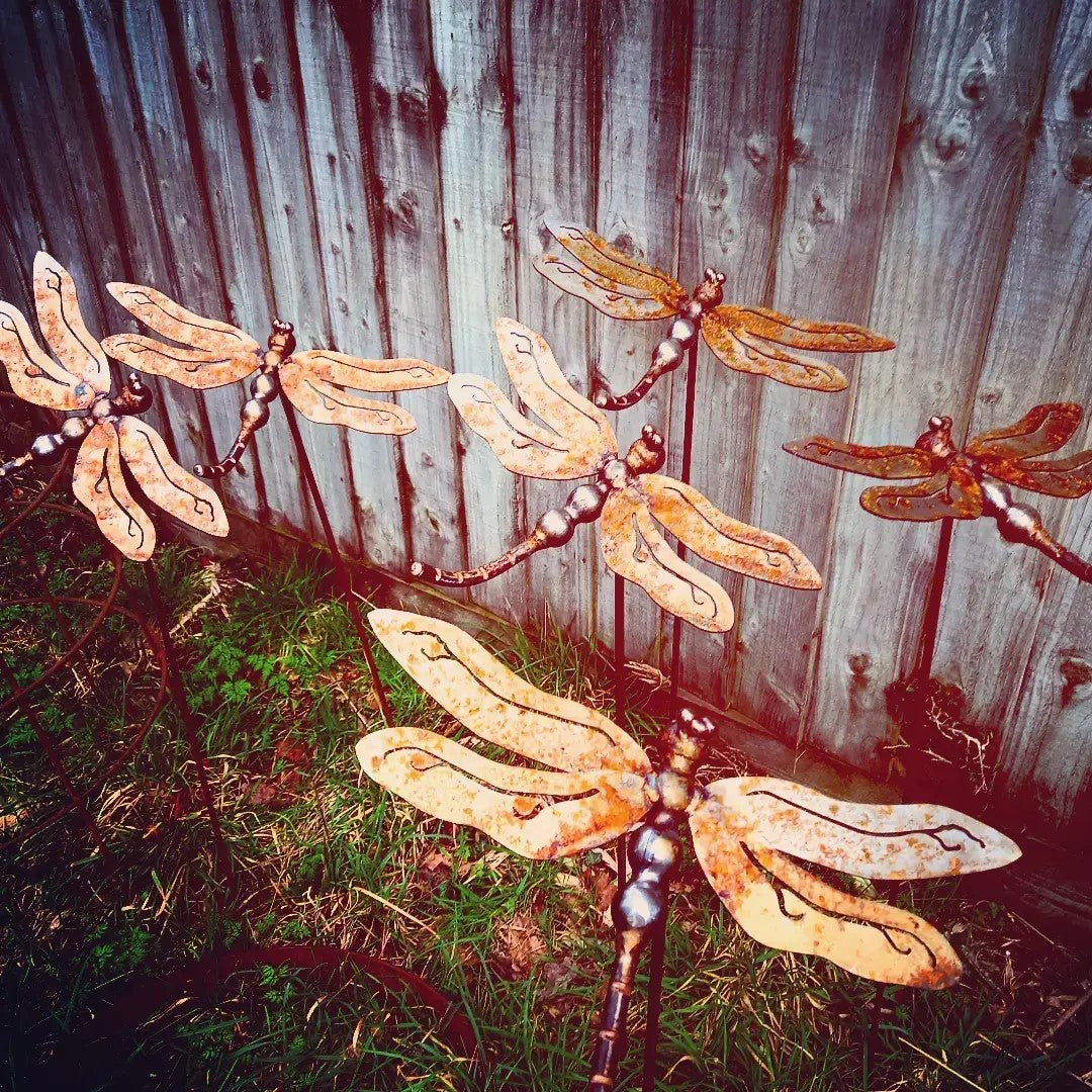 Rusty Dragonfly Decorative Garden Stake