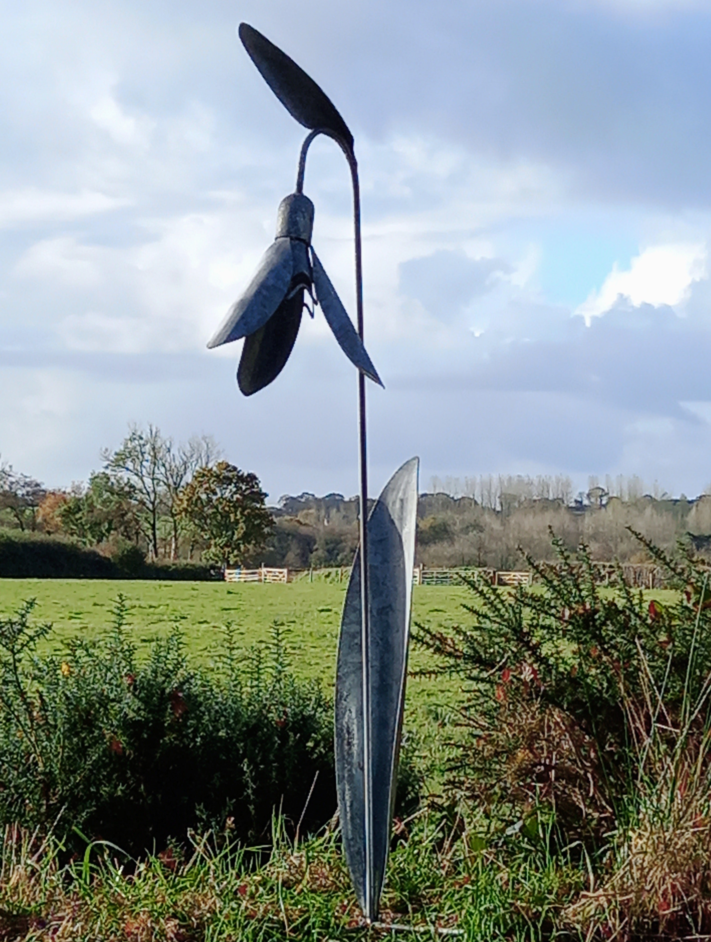 Giant Snowdrop Sculpture Galvanized