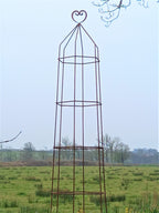 Steel Garden Obelisk for Roses, Clematis, Sweet Peas and Climbing Plants - Heart Top.