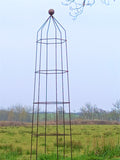 Steel Garden Obelisk for Roses, Clematis, Sweet Peas and Climbing Plants - Ball Top.