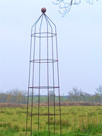 Steel Garden Obelisk for Roses, Clematis, Sweet Peas and Climbing Plants - Ball Top.