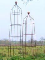 Steel Garden Obelisk for Roses, Clematis, Sweet Peas and Climbing Plants - Ball Top.