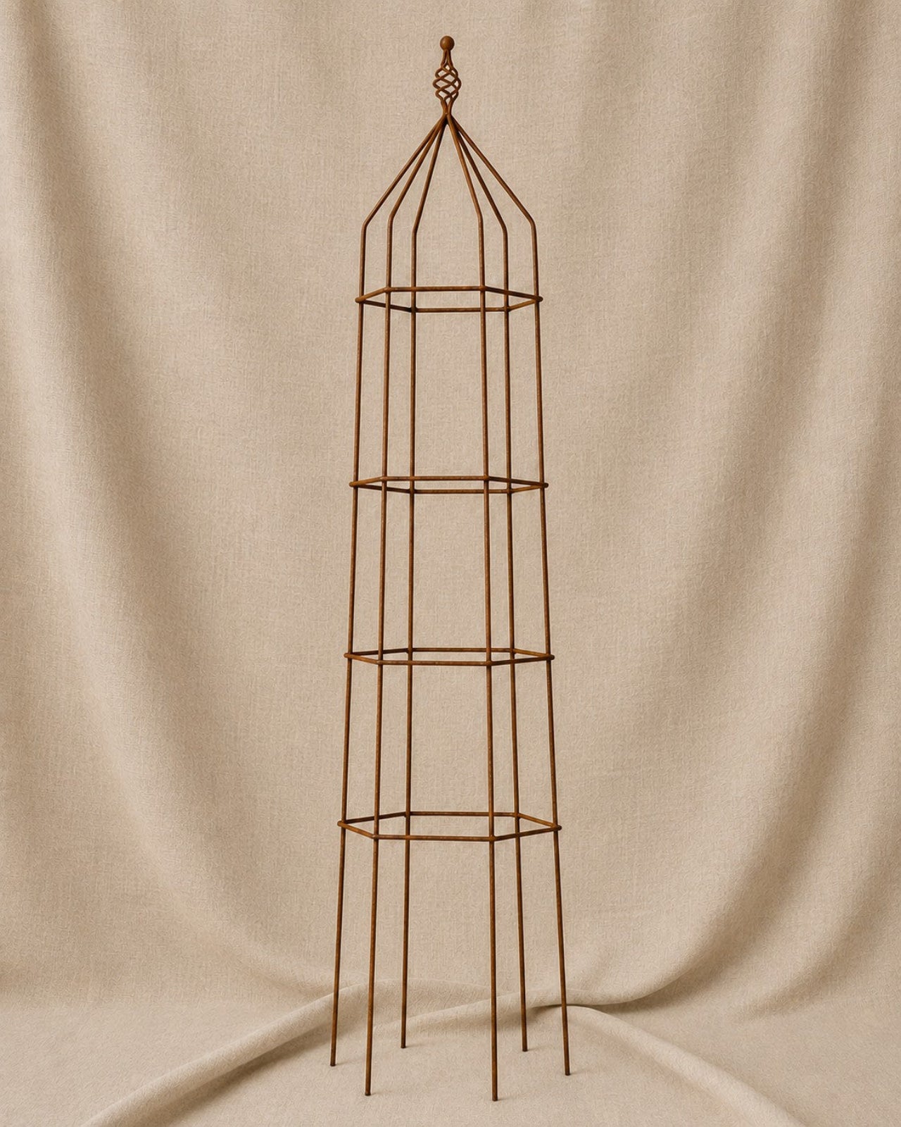 Steel Garden Obelisk for Roses, Clematis, Sweet Peas and Climbing Plants - Twist Top.