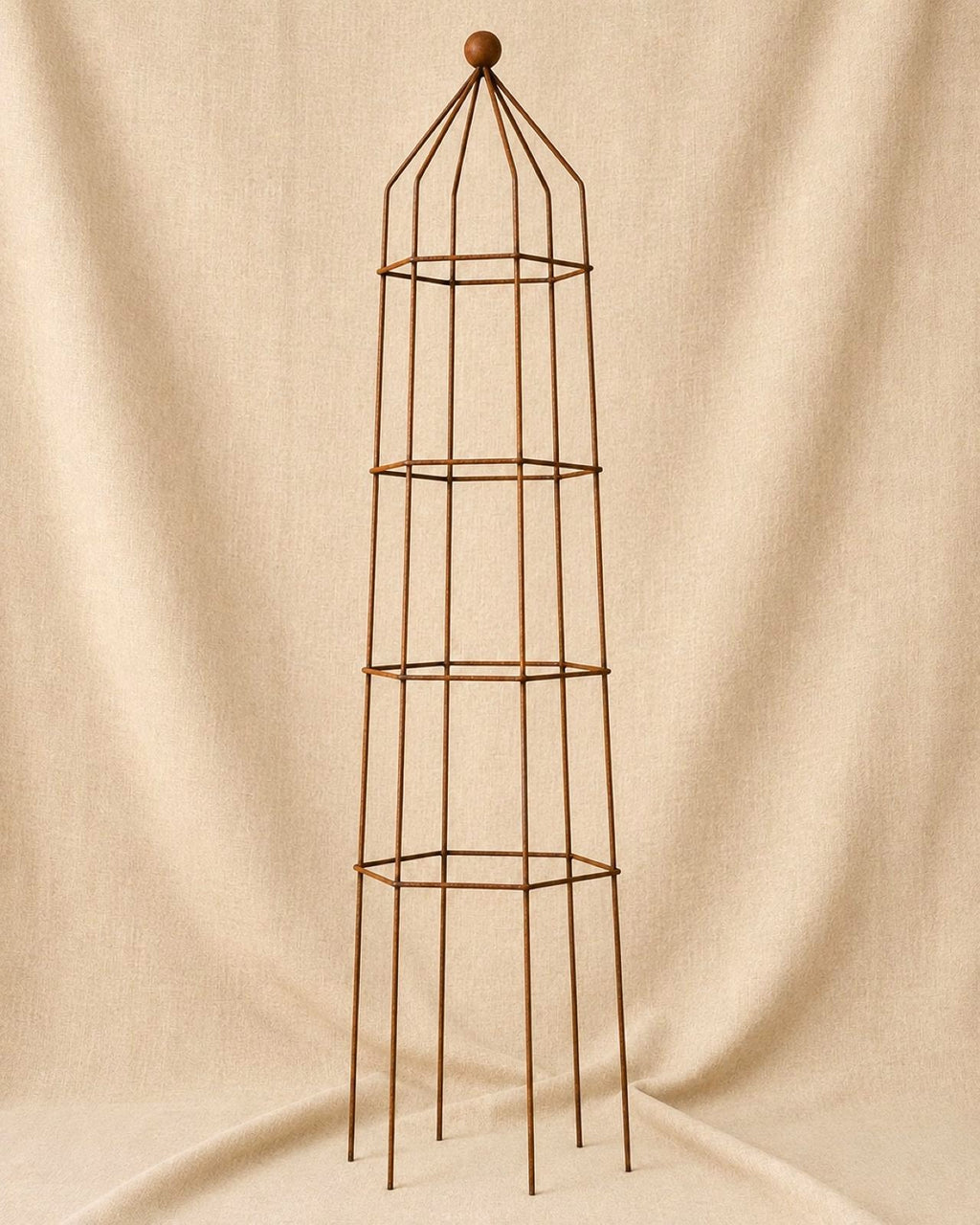 Steel Garden Obelisk for Roses, Clematis, Sweet Peas and Climbing Plants - Ball Top.