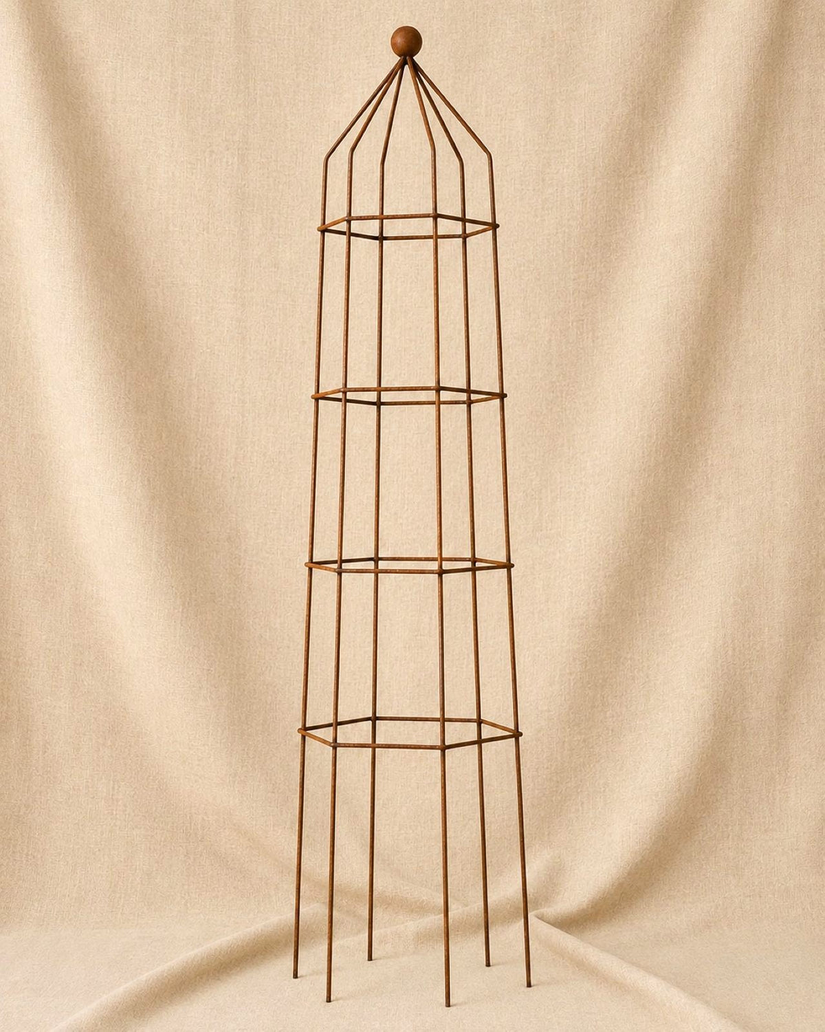Steel Garden Obelisk for Roses, Clematis, Sweet Peas and Climbing Plants - Ball Top.