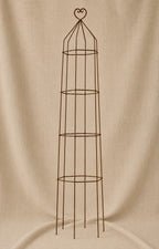 Steel Garden Obelisk for Roses, Clematis, Sweet Peas and Climbing Plants - Heart Top.