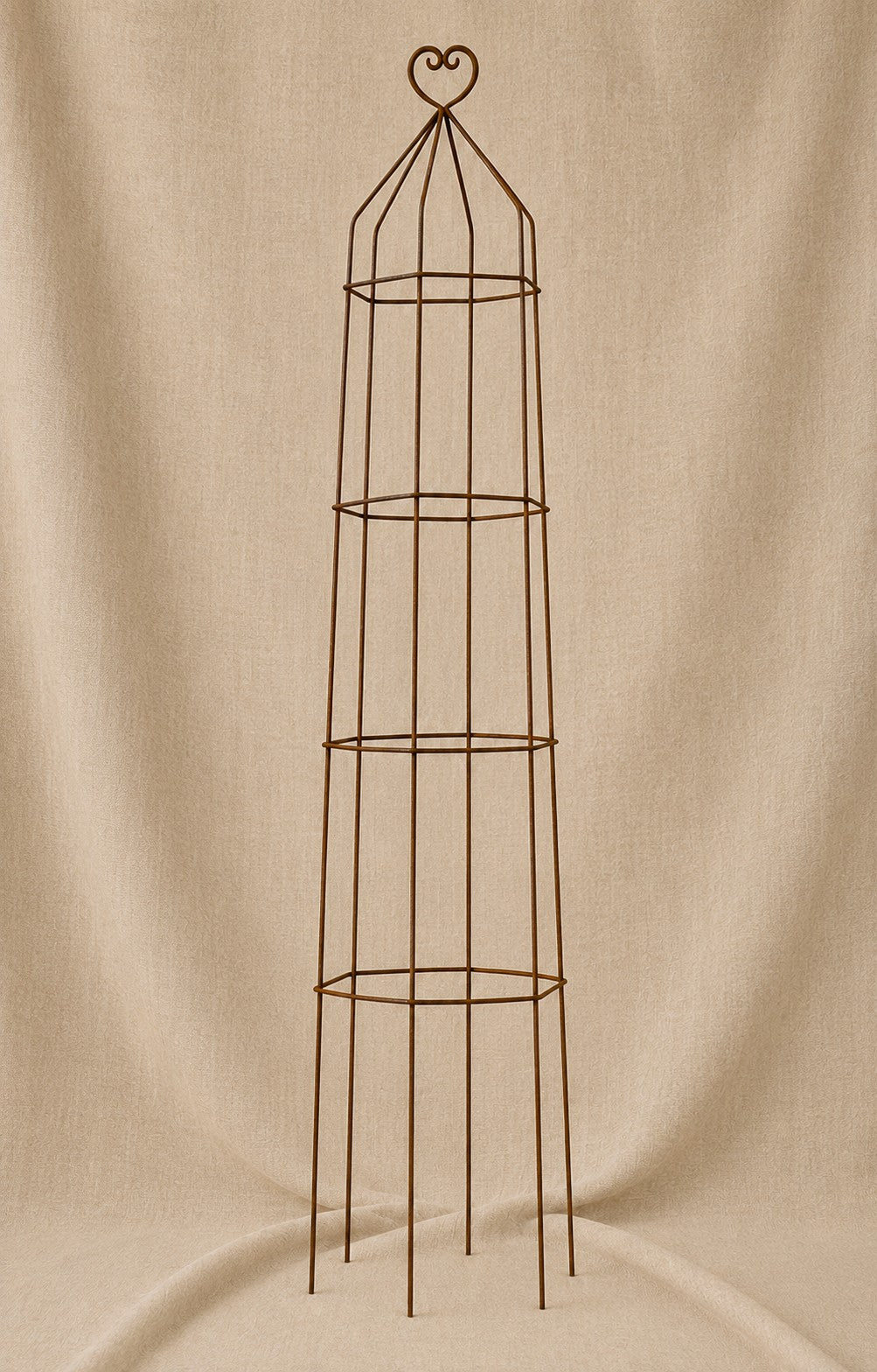 Steel Garden Obelisk for Roses, Clematis, Sweet Peas and Climbing Plants - Heart Top.
