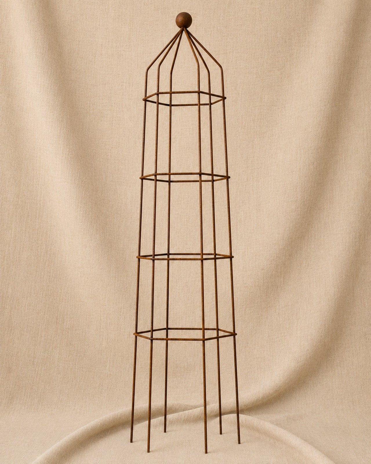 Steel Garden Obelisk for Roses, Clematis, Sweet Peas and Climbing Plants - Ball Top.