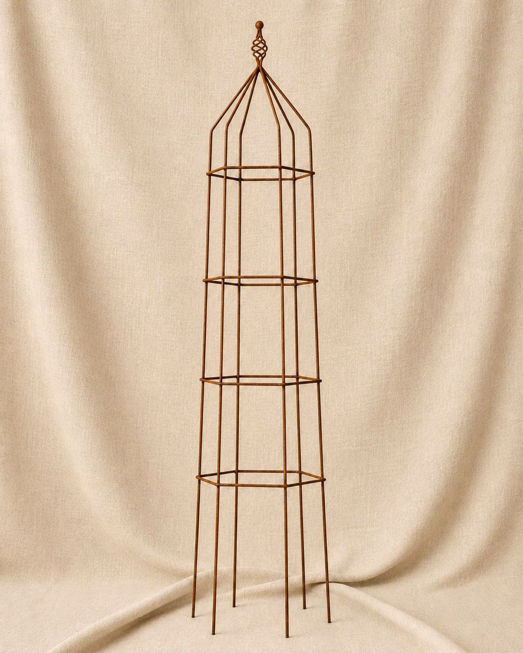 Steel Garden Obelisk for Roses, Clematis, Sweet Peas and Climbing Plants - Twist Top.