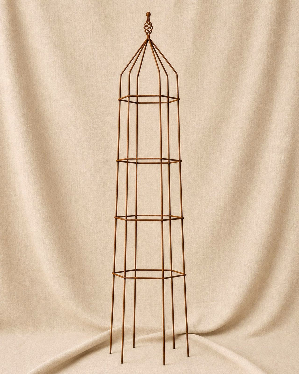 Steel Garden Obelisk for Roses, Clematis, Sweet Peas and Climbing Plants - Twist Top.