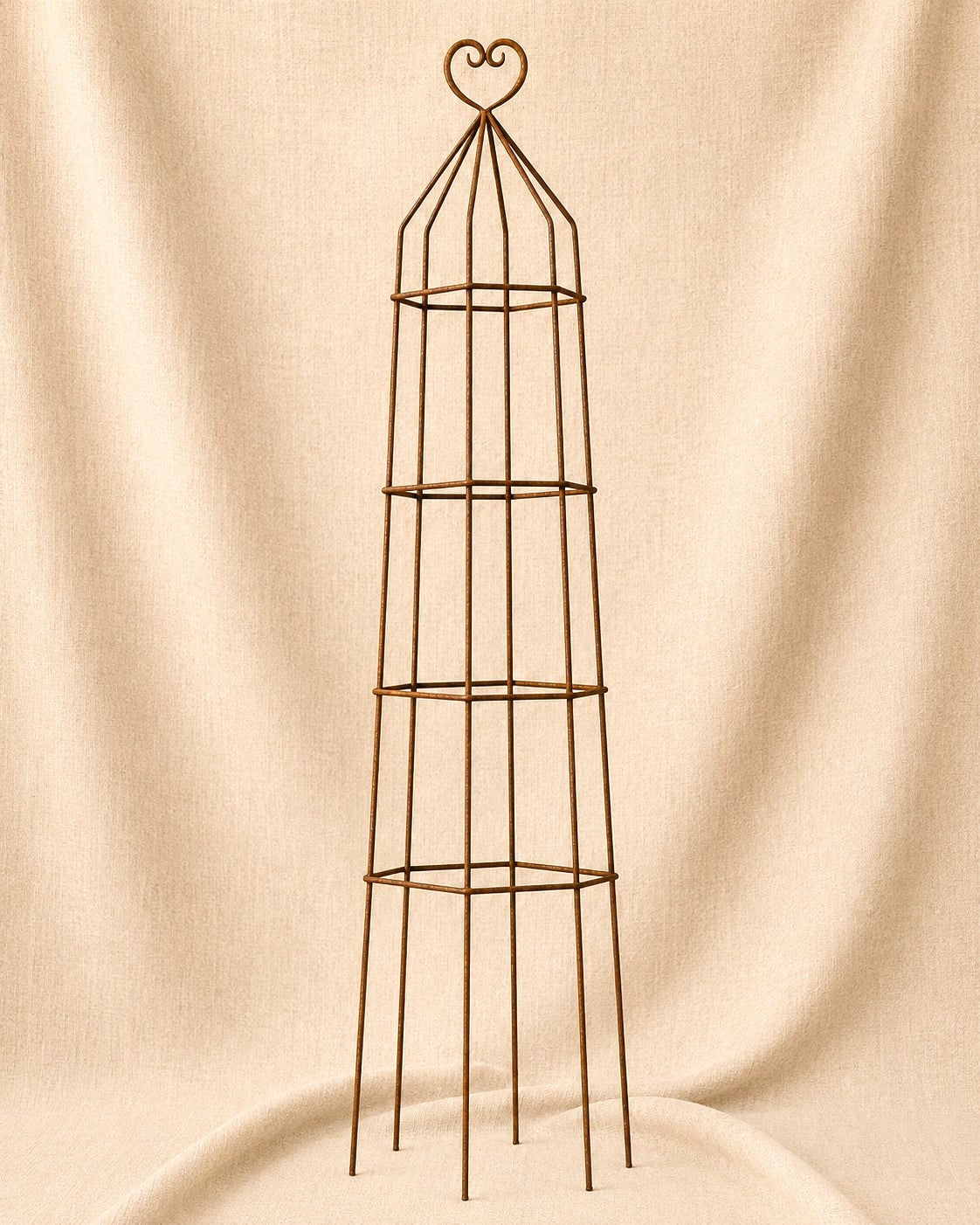 Steel Garden Obelisk for Roses, Clematis, Sweet Peas and Climbing Plants - Heart Top.