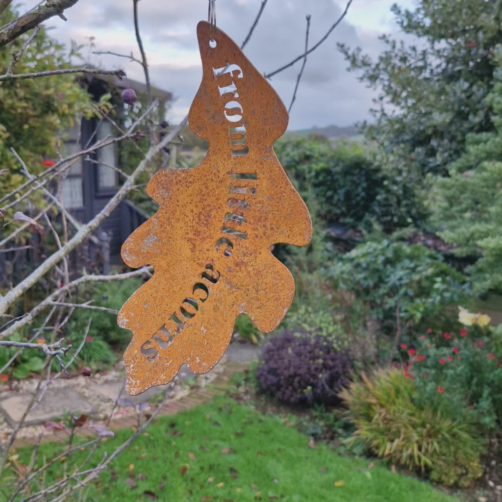 Oak Leaf Hanging Garden Sign: From Little Acorns