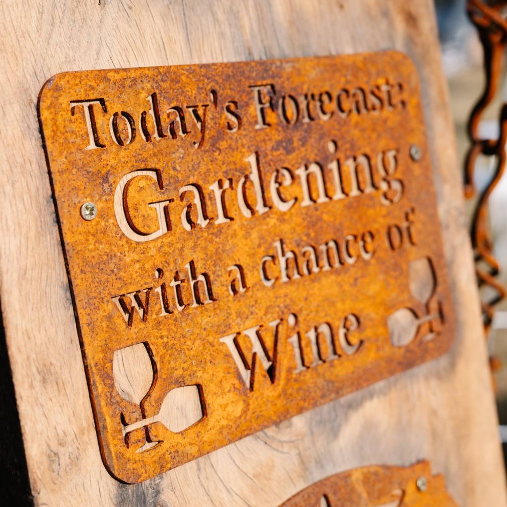 Garden Sign: Gardening With Wine
